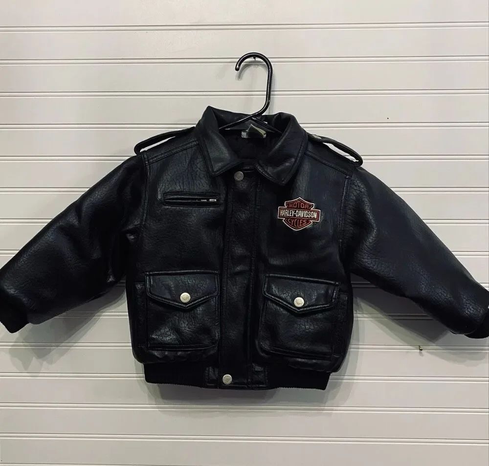 Vintage Style Kids Boys or Girls Harley Davidson Biker Jacket Sz 4T